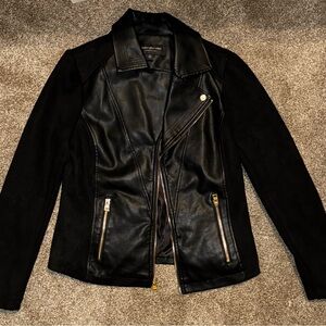Marc New York Black Leather Jacket with Gold Accents
